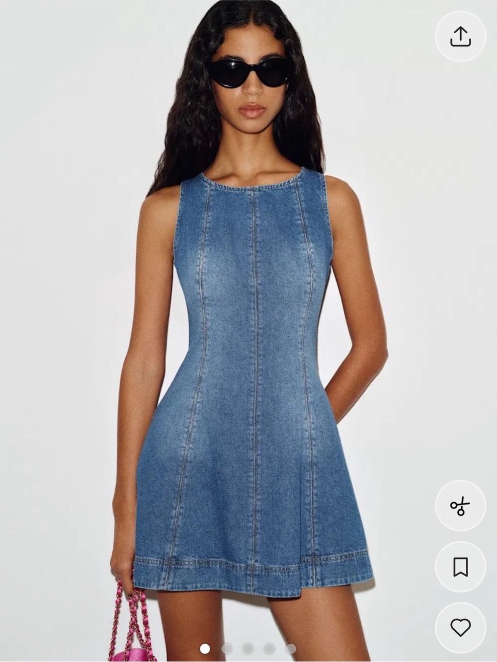 Reformation Kehlani Sleeveless Blue Denim A-Line Mini Dress